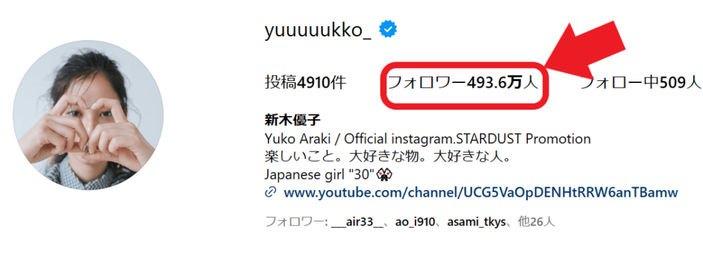 新木優子のインスタグラムのアカウント